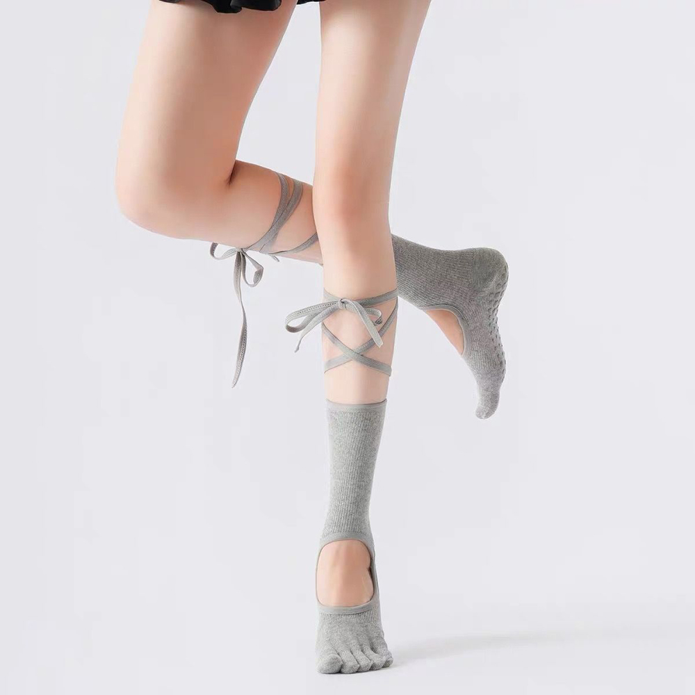 レースアップ式のバレエヨガソックス、女性用、ミドル丈、滑り止 - Pilates & Yoga Vida のレビューと価格